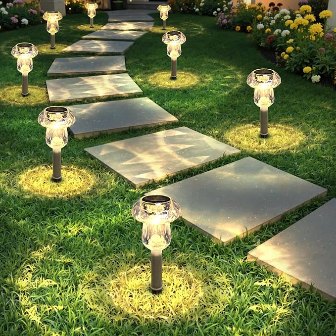 Solar Yard Path Lights 8-Pack, Waterproof