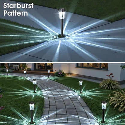 Outdoor Solar Lights for Yard 8 Pack, Solar Pathway Lights Waterproof 6000K Cold White LED Landscape Lighting for Garden Outside Landscape Lawn Driveway Walkway Path Patio