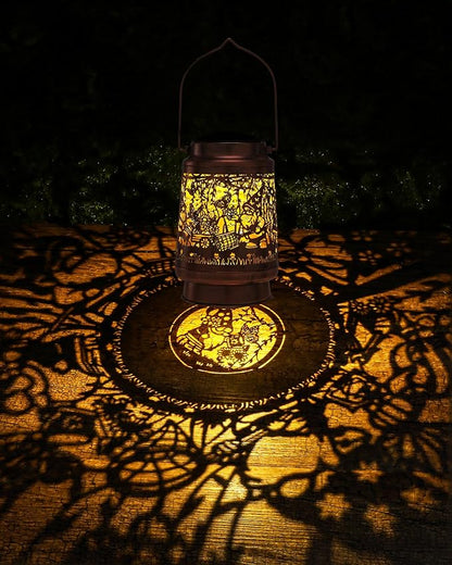 Gnomes Gifts for Women - Metal Outdoor Solar Lights Yard Garden Hanging Lanterns Waterproof Lawn Wall Tabletop Lighting Decorative Art Ornaments Party Birthday Gift for Mother Grandma Wife