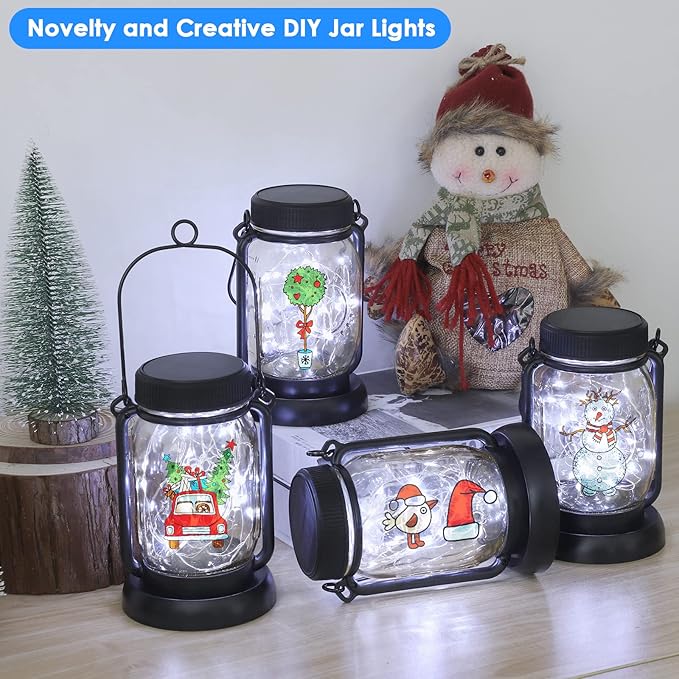 Solar Courtyard Lanterns 4-Pack, Outdoor Hanging LED Decor