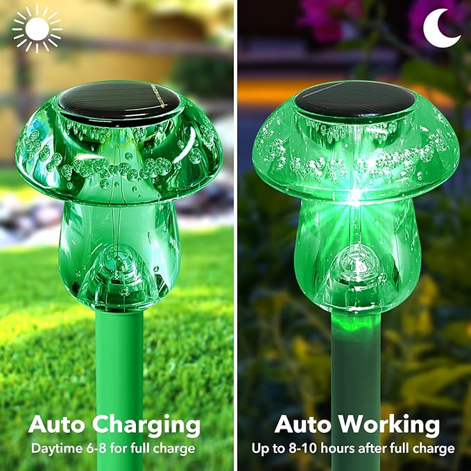 Green Solar Pathway Lights 8-Pack, Walkway LED