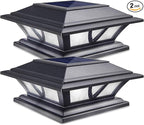 2-Pack 2-Mode Warm White Fence Post Cap Lights, Solar LED