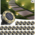24-Pack Solar Ground Disk Lights, Warm White Waterproof LED