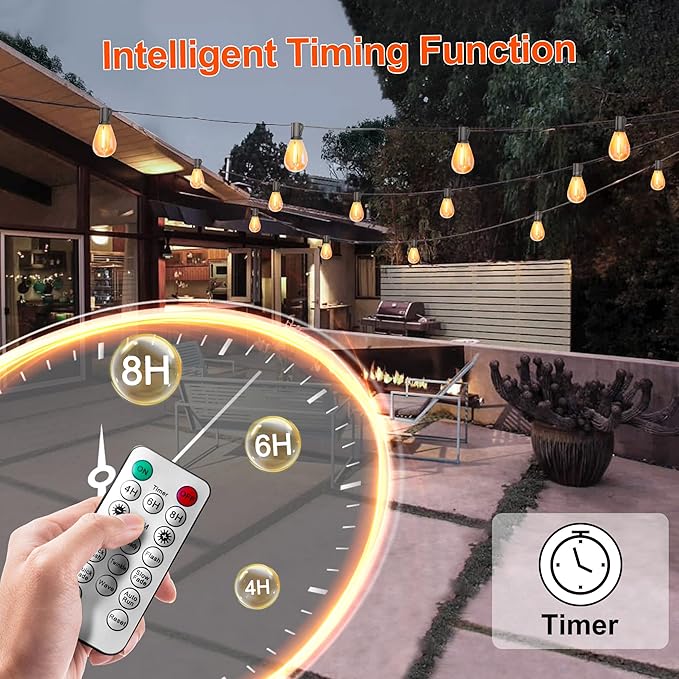 60ft LED Patio String Lights, Waterproof Outdoor