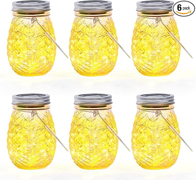 Mason Jar Lid Fairy Lights 6-Pack, Solar Garden LED