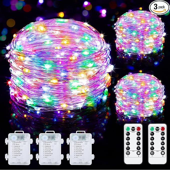 3-Pack 33ft LED Patio String Lights, Waterproof Outdoor