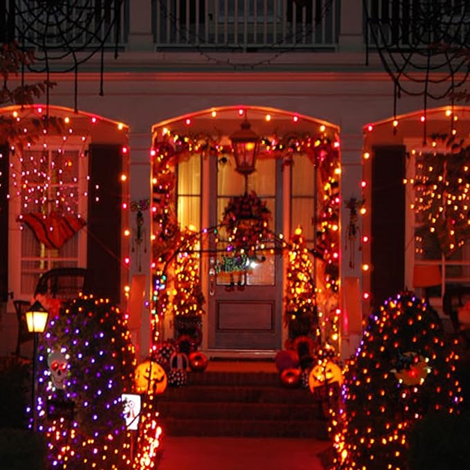 60 LED Halloween Twinkle Lights, 20ft Waterproof for Yard