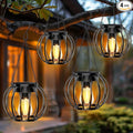 Hanging Solar Lantern Set 4-Pack, Metal Backyard Lighting