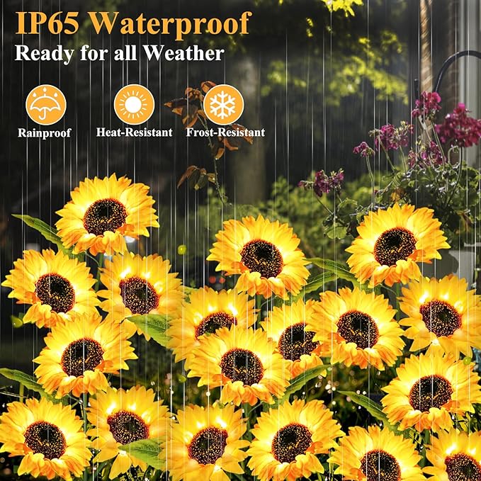 3-Pack Solar Pathway Lights, Waterproof LED Yard Lights