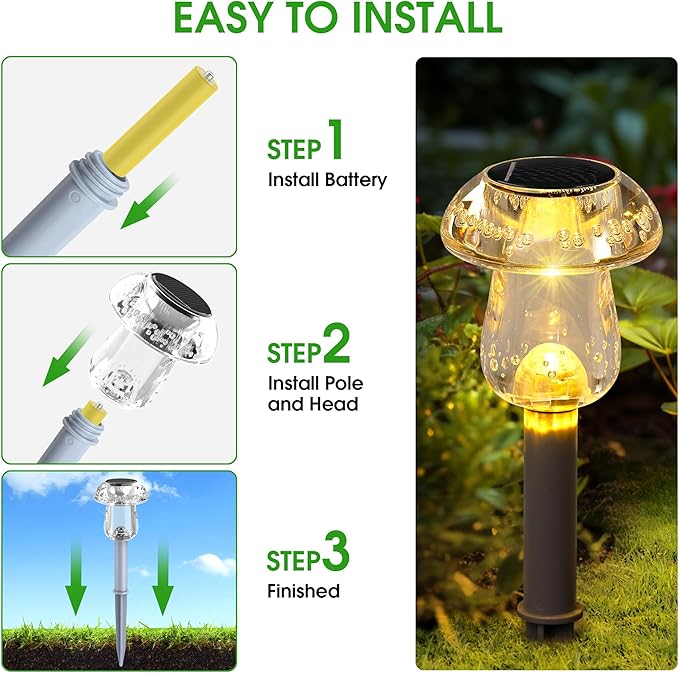 Solar Walkway Path Lights 8-Pack, Waterproof