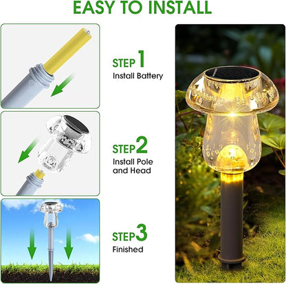 Solar Outdoor Lights, 8 Pack Waterproof Solar Mushroom Lights for Garden Yard Pathway Path Walkway Driveway Lawn Landscape Outside Decor（Warm White）