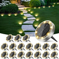 18-Pack Warm White In-Ground Solar Lights, Flat LED Garden