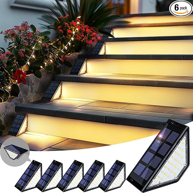 6-Pack Warm White Fence Solar Lights, Waterproof LED