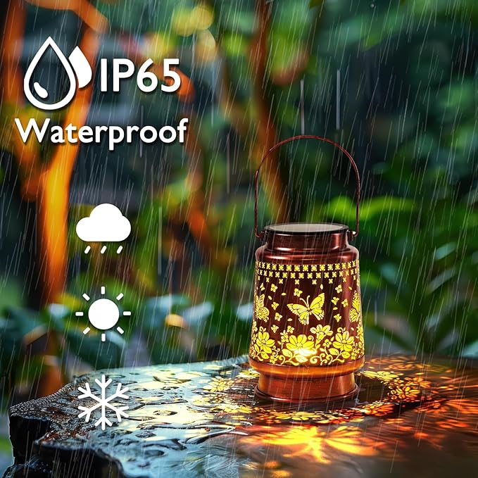 Homemory Solar Lanterns Outdoor Waterproof Butterfly Lights Garden Decor, Birthday Gifts for Women Mom Grandma, LED Hanging Solar Lights for Yard, Patio, Backyard, Porch, Lawn