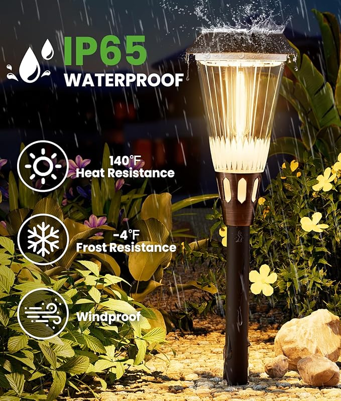 8-Pack Solar Pathway Lights, IP65 Waterproof LED Driveway Lights