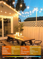 Outdoor String Lights, 30ft Warm White Waterproof LED