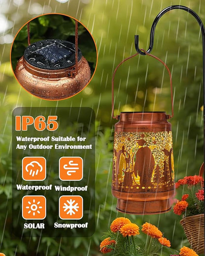 Penguin Gifts for Women - Solar Lights Outdoor Waterproof Metal Hanging Lantern Decorative Led Lighting Lamp Yard Garden Patio Lawn Tabletop Porch Decor Birthday Gift for Mom Grandma Wife
