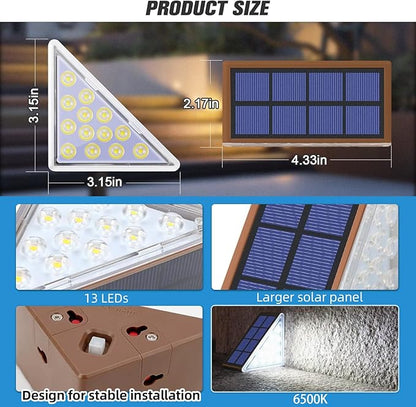 NIORSUN Solar Step Lights for Outside, Solar Stair Lights Outdoor Waterproof IP67 Auto On Off, Cool White, Outdoor Lights for Steps,Stair,Patio,Yard,Porch,Front Door,Sidewalk,Deck Decor,Brown, 8 Pack