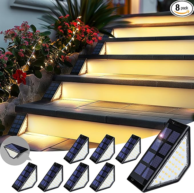 Modern Solar Fence Lights 8-Pack, LED