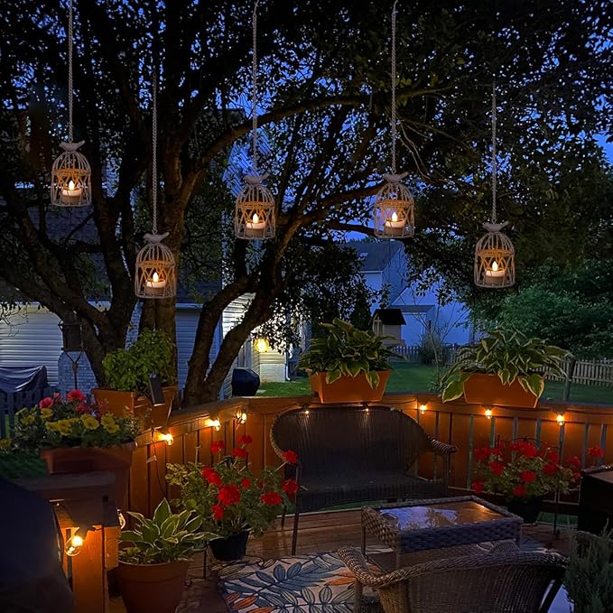 4-Pack Decorative Garden Solar Lanterns for Porch, Waterproof LED