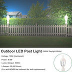 Daylight White Post Lighting Fixture with Planter, Solar Outdoor
