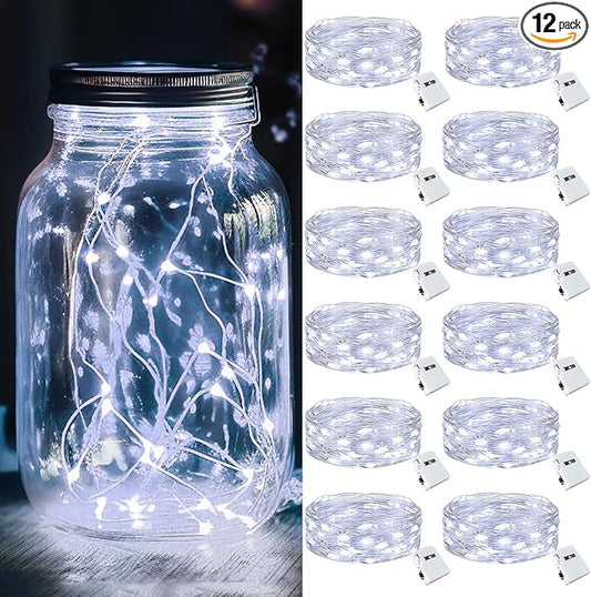 12-Pack Christmas String Lights, 7ft 20 LED Waterproof Twinkle Lights