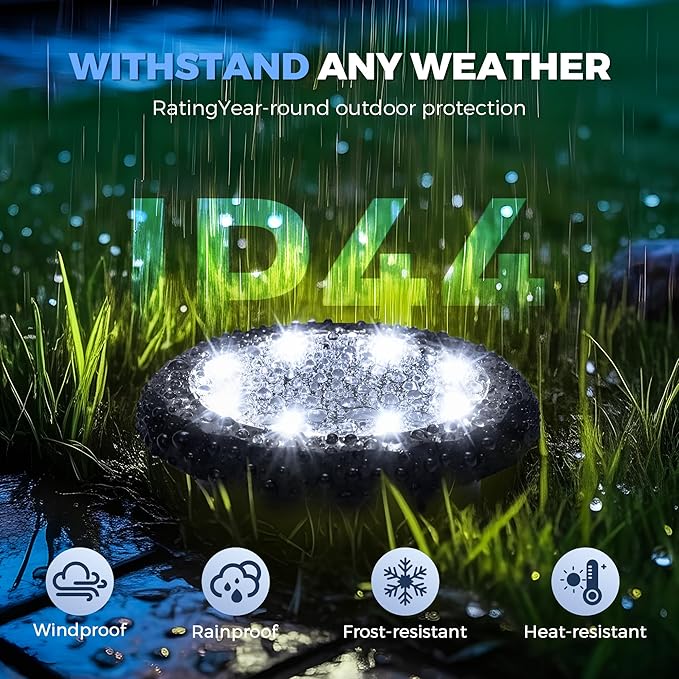 SOLPEX Mini Solar Ground Lights, 10 Pack Solar Lights Outdoor Waterproof, Landscape Lighting for Garden Pathway Driveway Walkway (Cool White)
