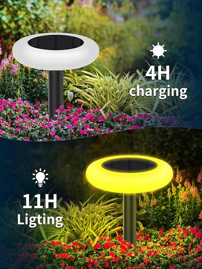 intelamp Solar Pathway Lights Outdoor, 2 Pack 9 Color Changing with Remote Control, Dusk to Dawn Solar Powered Waterproof LED Ground Lighting for House Outside Lawn Garden Yard Patio
