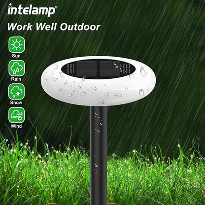 intelamp Solar Pathway Lights Outdoor, 2 Pack 9 Color Changing with Remote Control, Dusk to Dawn Solar Powered Waterproof LED Ground Lighting for House Outside Lawn Garden Yard Patio