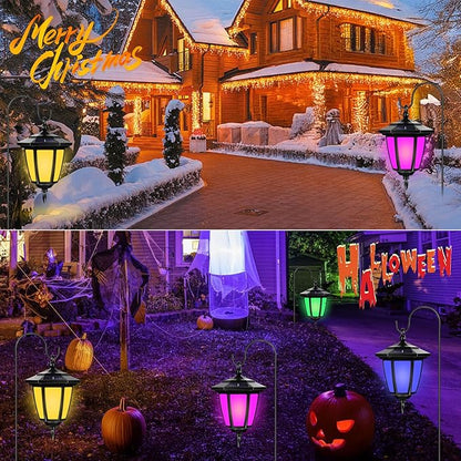 Viewsun 34 Inch Solar Hanging Lights, Shepherd Hook Lights with 4 Lighting Modes Waterproof Outdoor Decorative Solar Lantern Lights for Garden Decor, Patio, Backyard, Pathway, 2 Pack