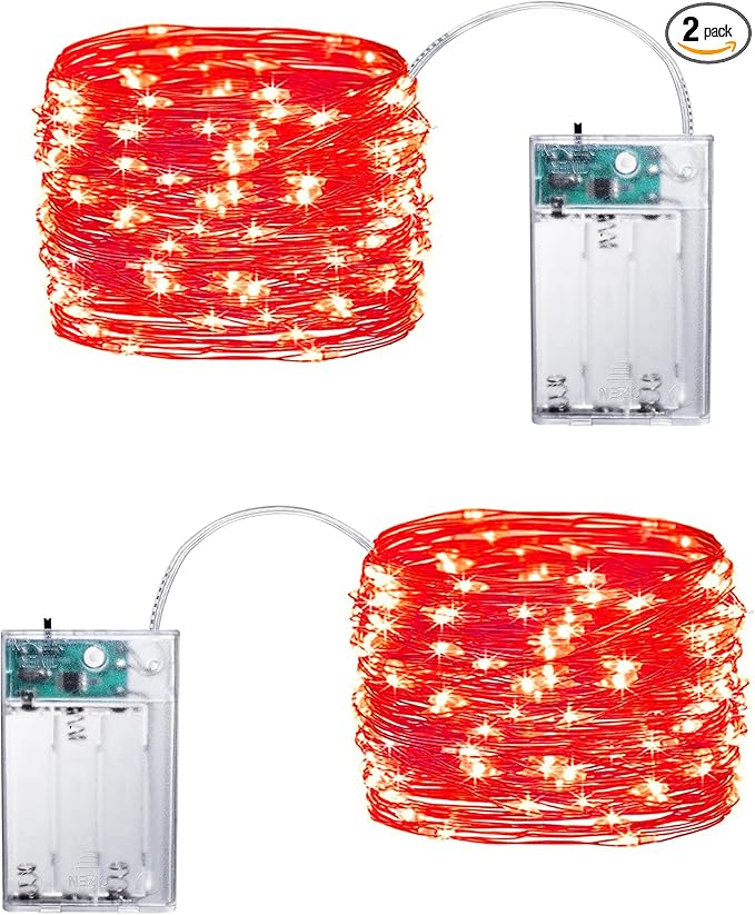 2-Pack Christmas String Lights, 16ft 50 LED Waterproof Twinkle Lights