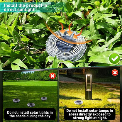 Solar Ground Lights,Solar Disc Light Outdoor Waterproof,Landscape Lighting Garden Lights for Pathway, Yard, Deck, Lawn, Patio, Swimming Pool, Walkway(Cool, 8Pack)
