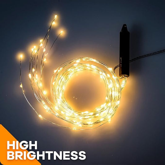 10 Strands 200 LED Firefly Bunch Lights, Waterproof, Plug in String Lights for Waterfall Vine String Lights Watering Can Lights Outdoor Garden, Warm White