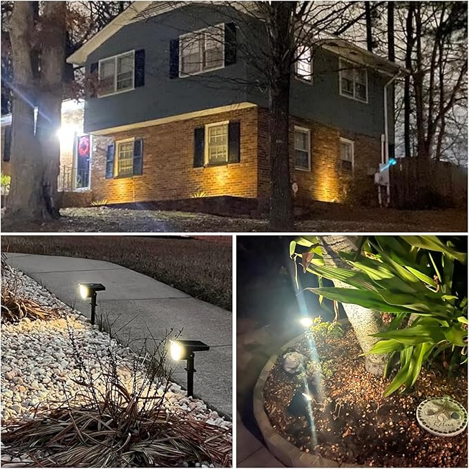 Solar Lights Outdoor Waterproof IP65, Solar Powered 76 LED 3 Lighting Modes Solar Spot Lights Outdoor for Yard Garden Landscape Pathway (Warm White, 4 Pack)