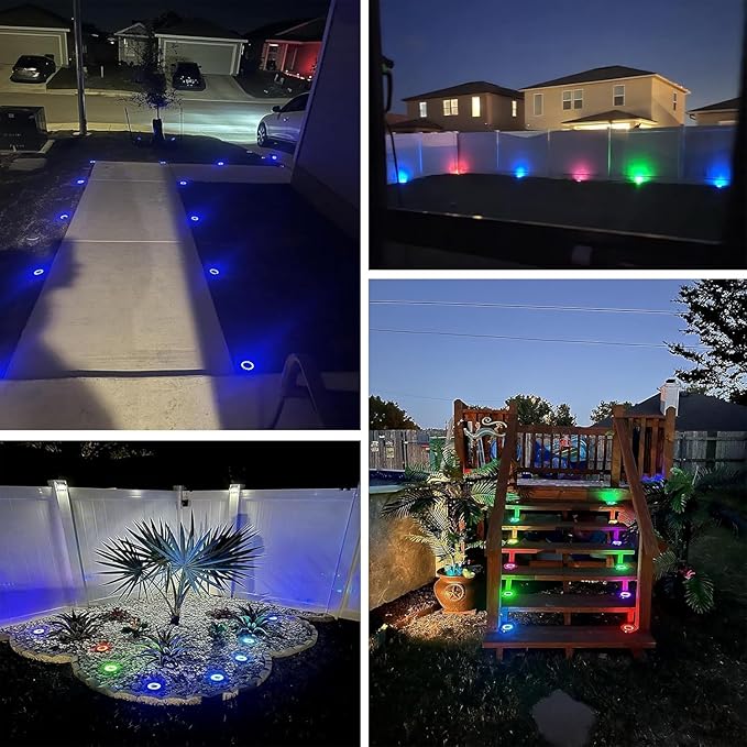 Solar Flat Disk Lights 8-Pack, Waterproof Garden
