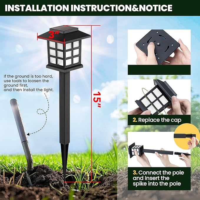 Solar Pathway Lights 12-Pack, Garden LED
