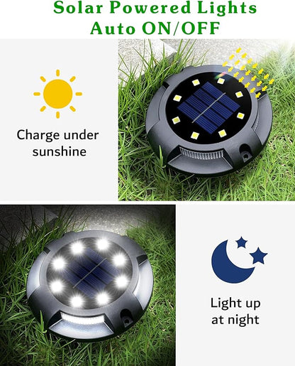 Biling Solar Outdoor Lights Walkway Lights 12 Packs, Bright Solar Ground Lights Uplight Sidelight Waterproof for Yard Walkway Garden Poolside (White)