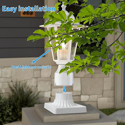 Outdoor Post Light Mounting Base 2 Pack,Cast Aluminum Pier Mount Base Adapter for Deck Porch Garden in Matter White Finish 5.6" W*5.6" L