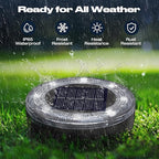12-Pack Solar Ground Disk Lights, Cold White Waterproof LED