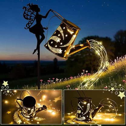 Solar Watering Can Light,Solar Fairy Lights Outdoor,Fairy Garden Decor Waterproof Metal Hanging Lantern,Gardening Gifts,Fairy Garden Decor for Outside,Perfect for Patio Yard