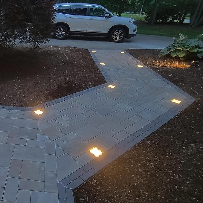LUMENGY Paver Light 4x4 Inch (3.93x3.93), 2700K Warm White, Glare-Free Brick Lighting for Driveways, Walkways, Pool Decks and Patios, 12V Hardwired, IP67 Waterproof, Drive-Over Rated
