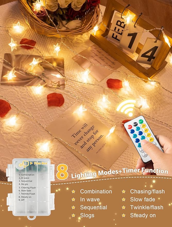 Christmas String Lights, 4ft 50 LED Waterproof Twinkle Lights