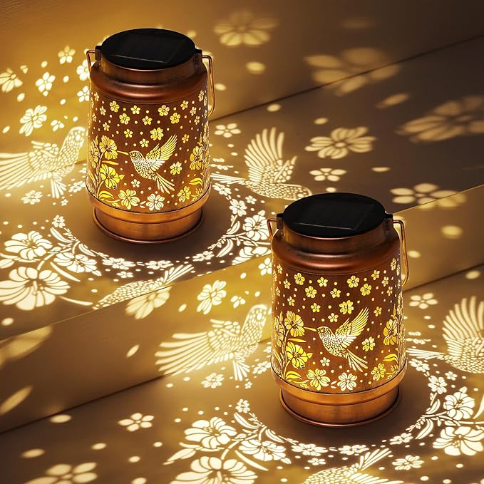 Decorative Hummingbird Solar Lanterns for Outdoor, Waterproof LED