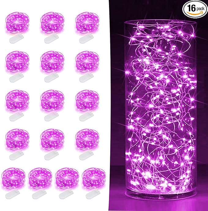 16-Pack 30 LED Christmas Twinkle Lights, 10ft Waterproof for Backyard