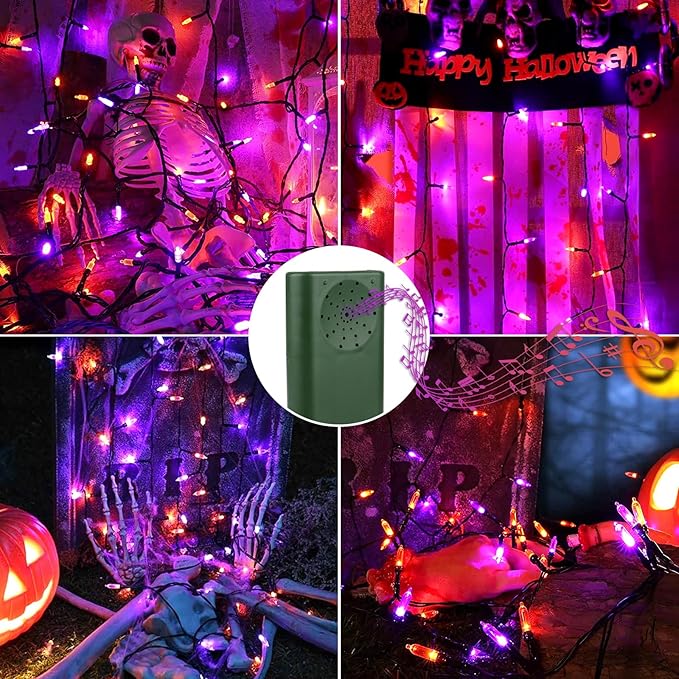 100 LED Halloween Twinkle Lights, 33ft Waterproof for Porch