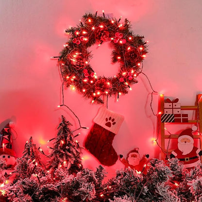 Lomotech Valentine's Day Decorations Lights - 4 Pack Total 66ft 200LEDs Battery String Lights 8 Modes Waterproof with Timer for Home, Garden, Party, Holiday, Tree Decoration (Green Wire, Red)