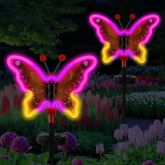 Red Solar Pathway Lights 2-Pack, Garden LED