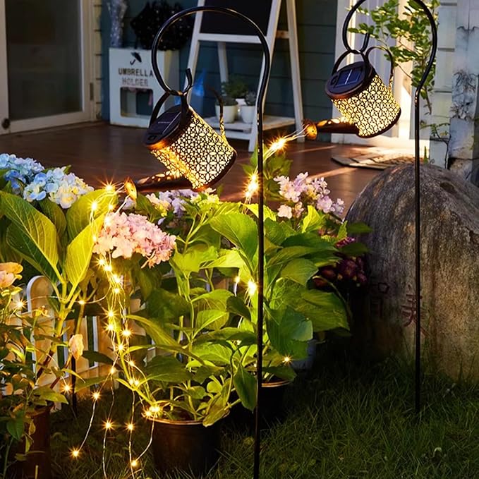 Solar Watering Can with Lights - Outdoor Garden Decor, Waterproof Hanging Lantern Landscape Lights for Yard, Patio, Pathway