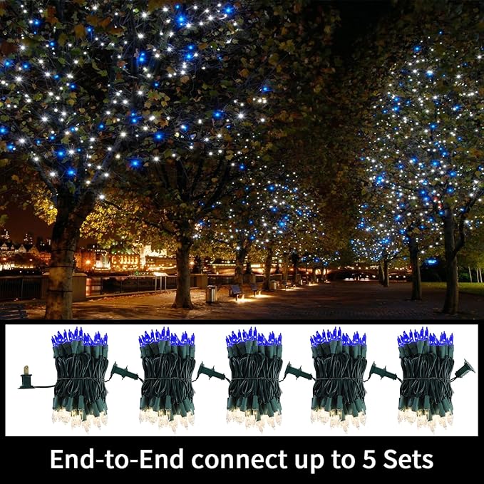 LAMPHOME Blue Clear Christmas String Lights, 100 ct 20FT Incandescent Mini Fairy Lights Set, UL Certified Green Wire Lights for Indoor Outdoor Halloween Holiday Home Xmas Tree Patio Décor