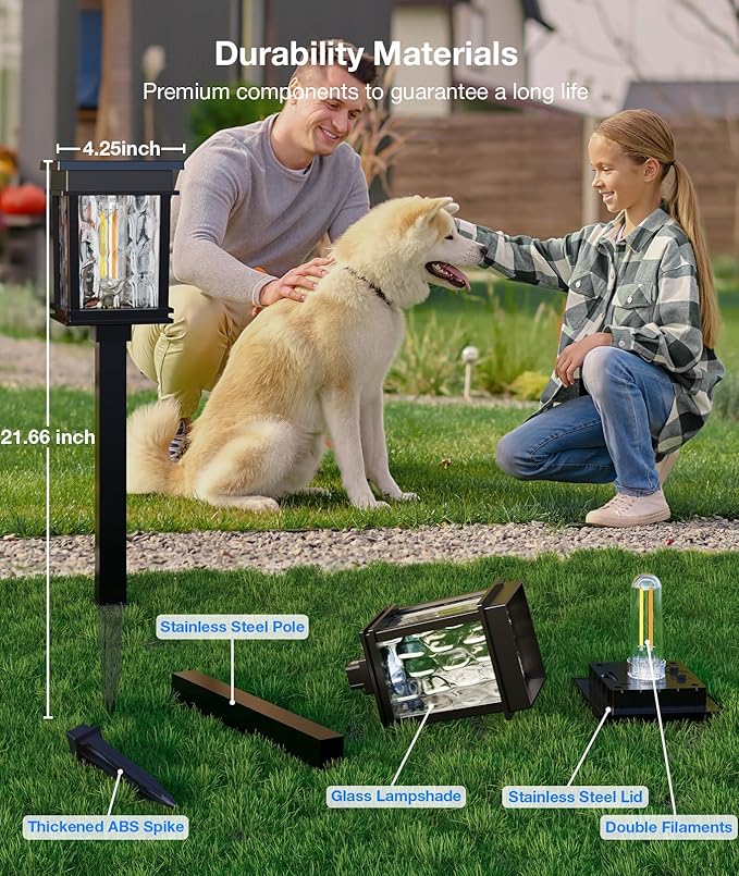 XMCOSY+ Solar Pathway Lights, 50 LM Bright Solar Lights, Garden Outdoor Waterproof Light IP65, 2-in-1 Landscape Lighting, Outdoor Light for Yard, Path, Walkway, Driveway (Warm & Cool)